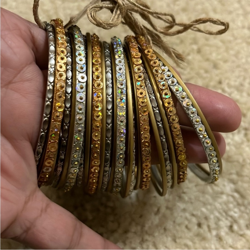 Amrita Singh Gold and Silver Stackable  Bangles